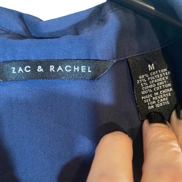 Zac & Rachel Navy Blue Layered Collared Classic Button Down Shirt Women Sz M - Picture 6 of 6